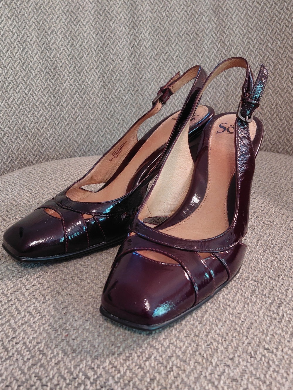 Sofft Plum Patent Leather Slingback Pumps
